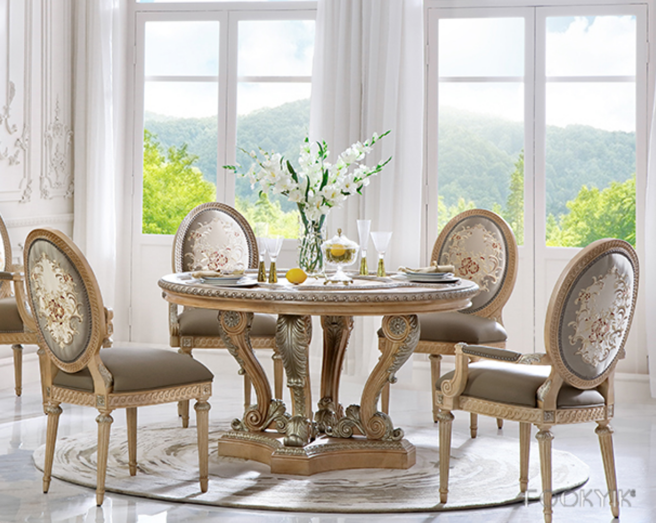 Versailles Rose Round Dining Table Dining Chair